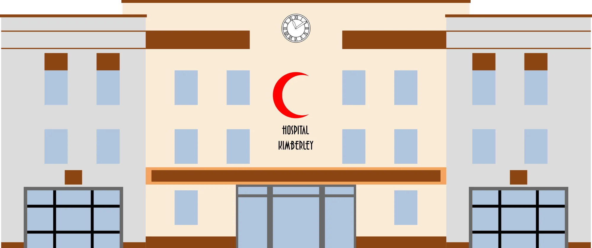 Modern Medical Facility Exterior Illustration Minimalist Hospital Clipart Design