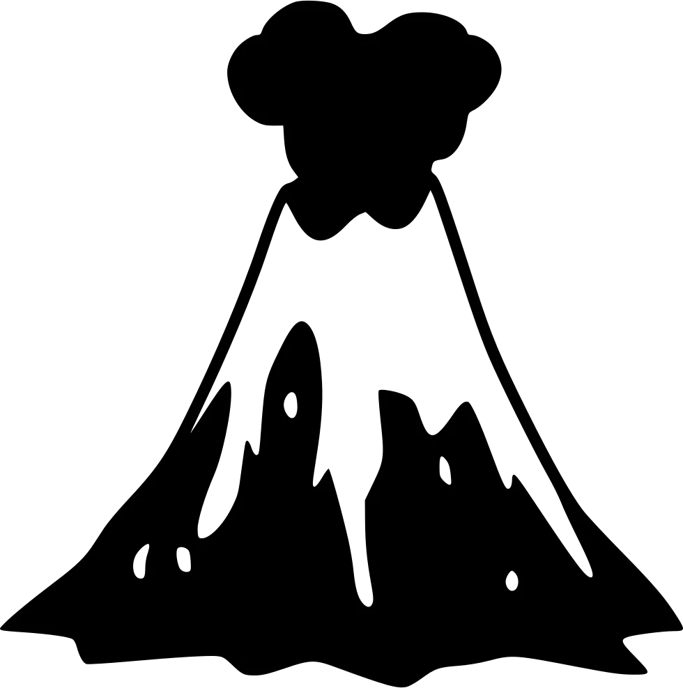 Monochrome Volcanic Eruption Silhouette Clipart: Nature's Powerful Landscape Element