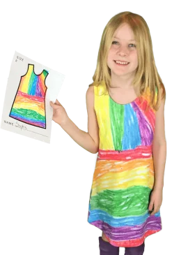 Rainbow-Themed Colorful Summer Dress Clipart for Children's Fashion Design