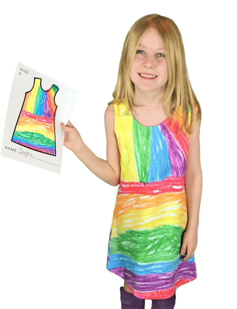 Rainbow-Themed Colorful Summer Dress Clipart for Children's Fashion Design