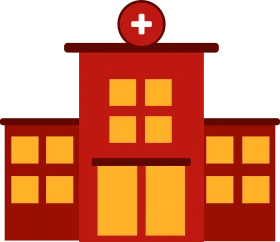 Red and Yellow Medical Facility Simplified Hospital Clipart Illustration