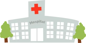 Simple and Clean Hospital Building Clipart Illustration with Medical Symbol
