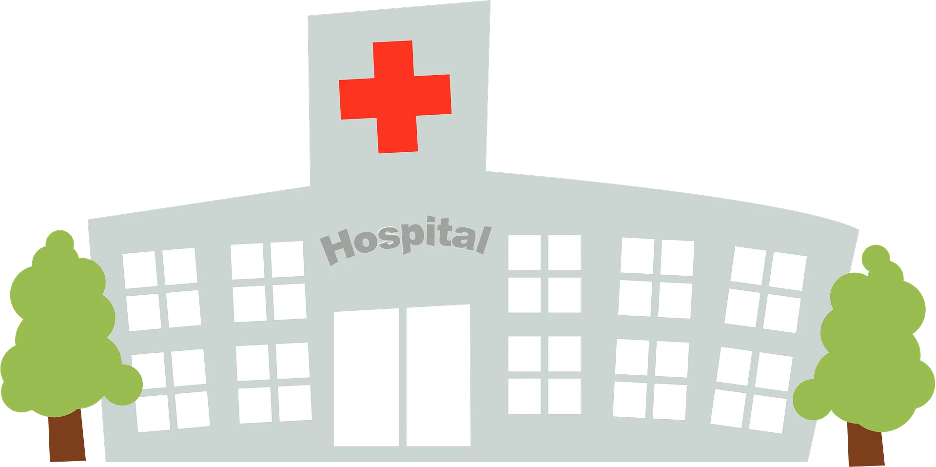 Simple and Clean Hospital Building Clipart Illustration with Medical Symbol