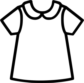 Simple Children's White Short-Sleeve Peter Pan Collar Dress Clipart Illustration
