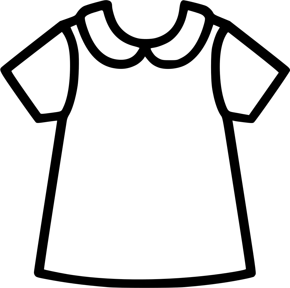 Simple Children's White Short-Sleeve Peter Pan Collar Dress Clipart Illustration