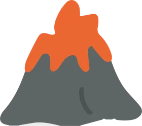 Simple Minimalist Mountain Volcano Eruption Clipart with Bold Color Palette