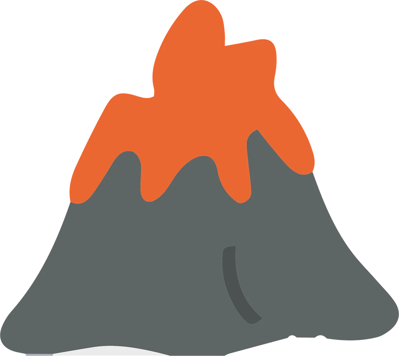 Simple Minimalist Mountain Volcano Eruption Clipart with Bold Color Palette