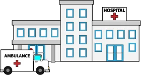 Simplified Healthcare Facility and Emergency Services Clipart Illustration