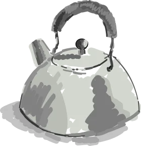 Stylish Metallic Teapot Clipart with Elegant Curved Handle and Sleek Design