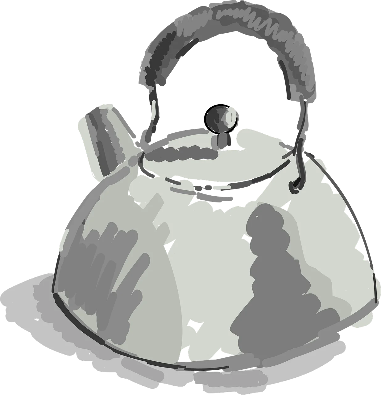 Stylish Metallic Teapot Clipart with Elegant Curved Handle and Sleek Design