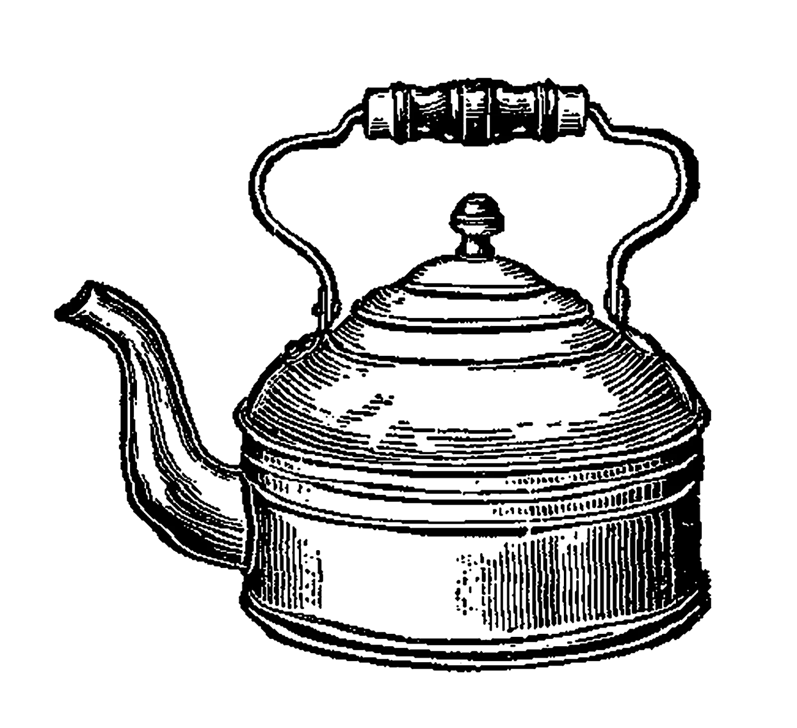 Vintage Tea Kettle Clipart - Classic Antique Kitchen Illustration Design