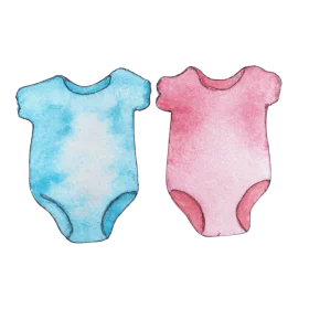 Watercolor Baby Bodysuits Clipart - Soft Blue and Pink Infant Onesies Illustration