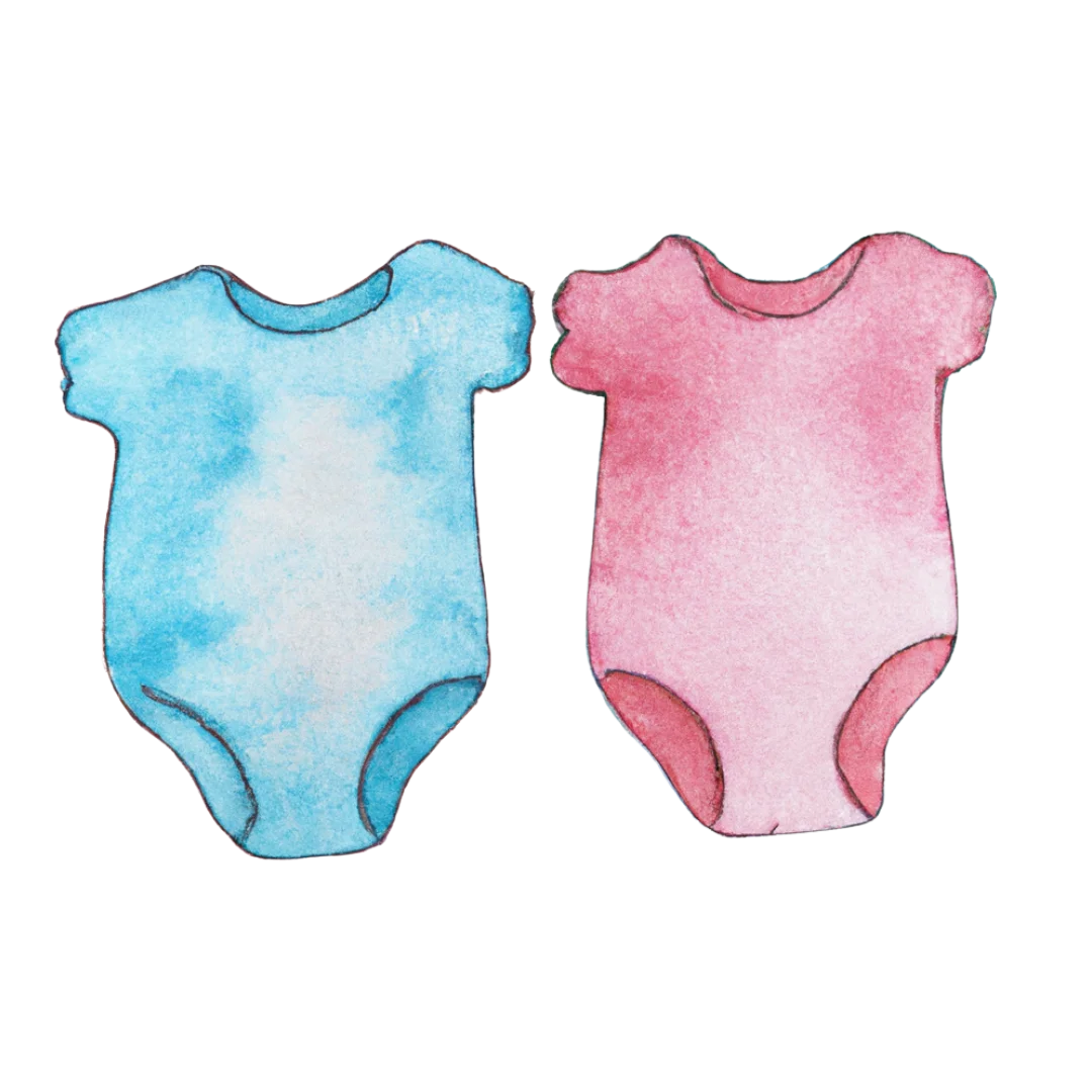 Watercolor Baby Bodysuits Clipart - Soft Blue and Pink Infant Onesies Illustration