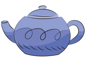 Whimsical Blue Ceramic Teapot Clipart with Elegant Curved Design