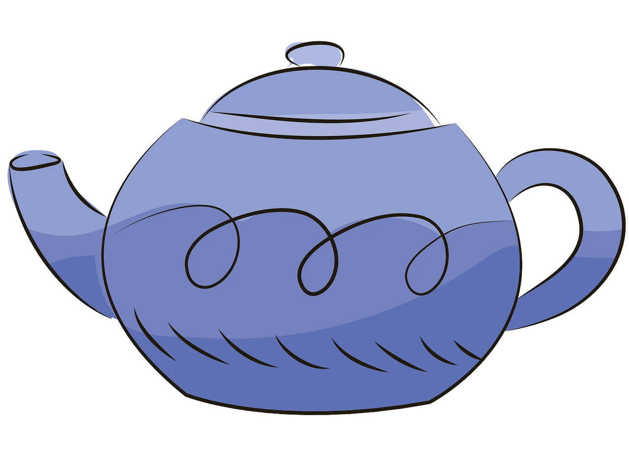 Whimsical Blue Ceramic Teapot Clipart with Elegant Curved Design