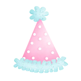Whimsical Pastel Pink and Blue Birthday Party Hat Clipart Design