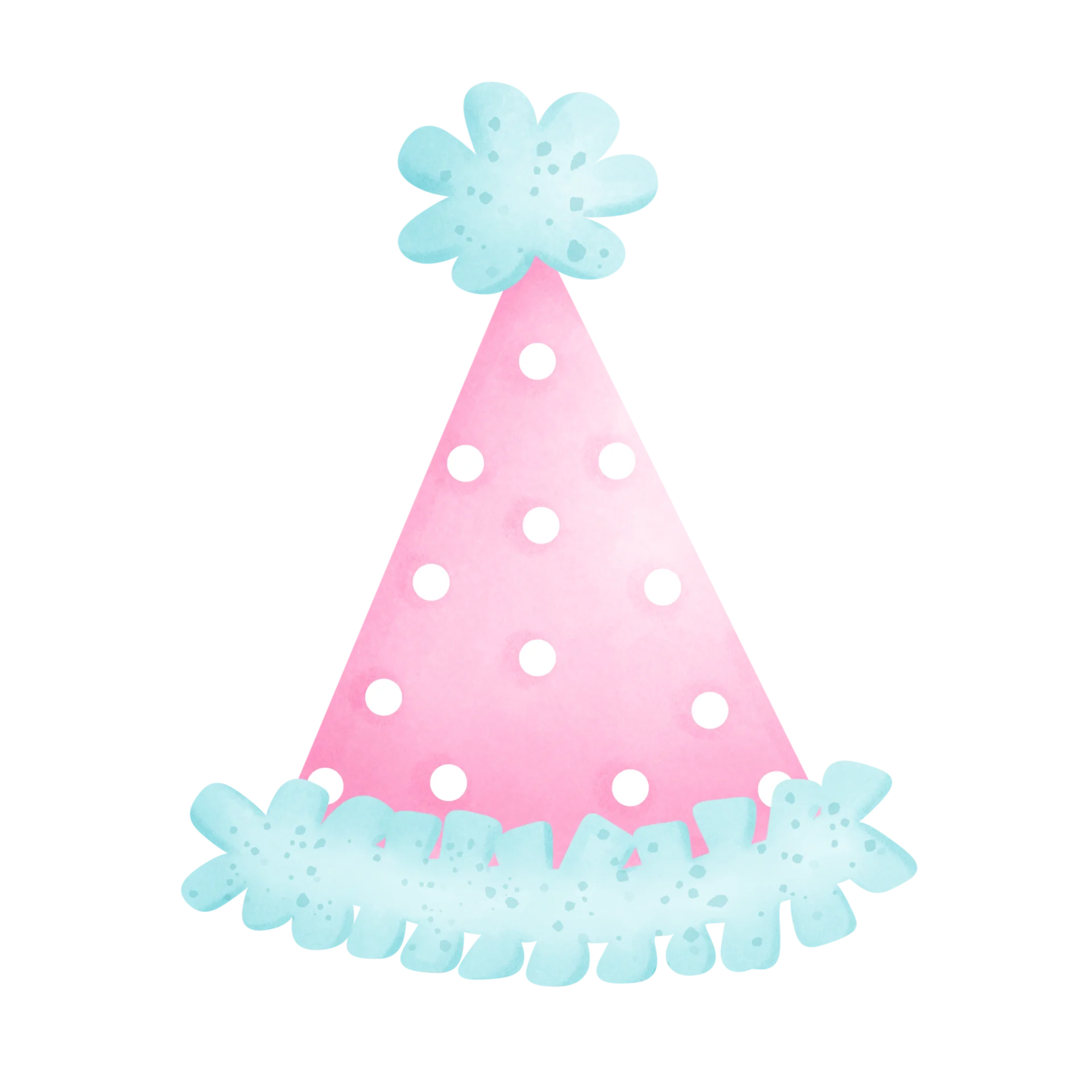Whimsical Pastel Pink and Blue Birthday Party Hat Clipart Design