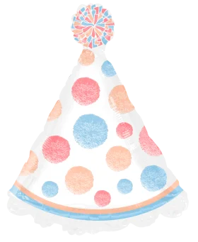 Whimsical Pastel Polka Dot Party Hat Clipart with Playful Pompom Topper