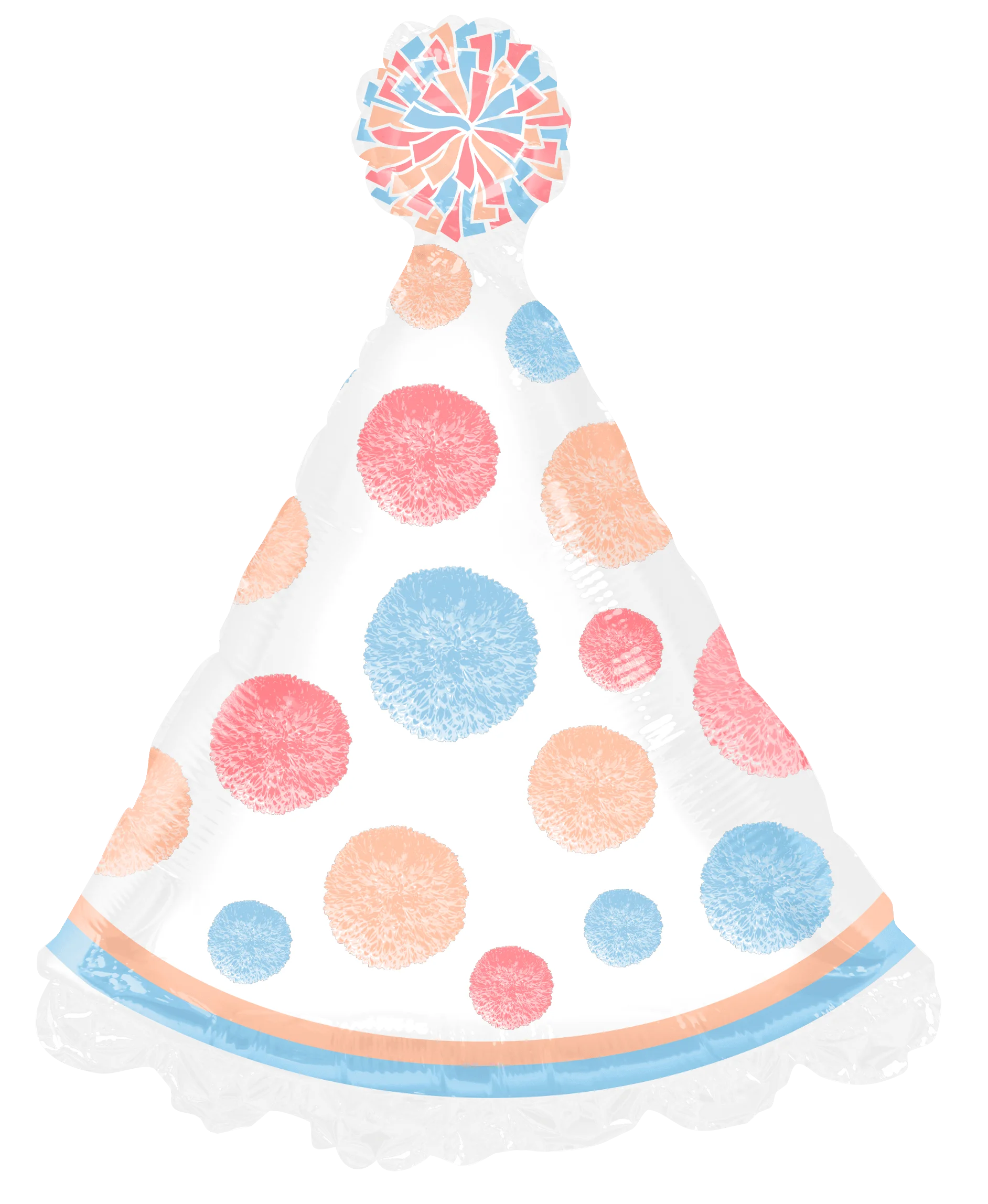 Whimsical Pastel Polka Dot Party Hat Clipart with Playful Pompom Topper