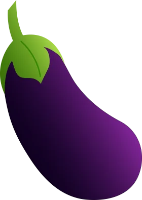 Whimsical Purple Eggplant Clipart with Leafy Green Top - Fresh Vegetable Illustration