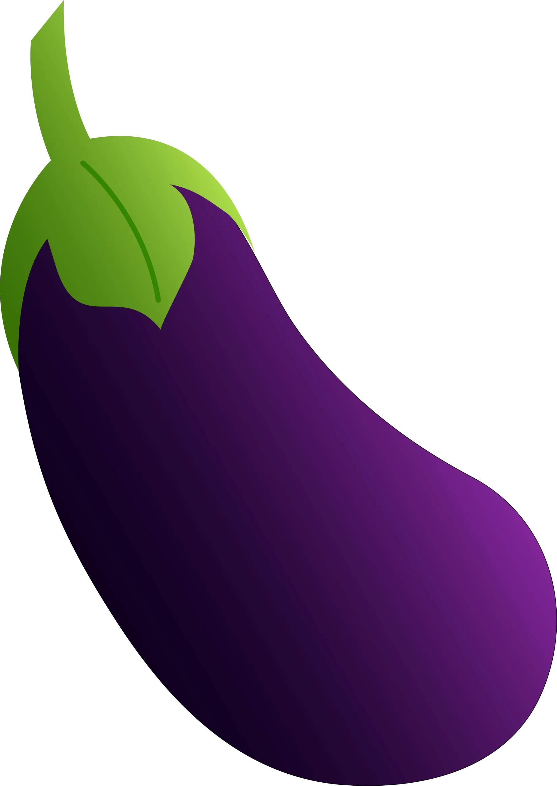 Whimsical Purple Eggplant Clipart with Leafy Green Top - Fresh Vegetable Illustration