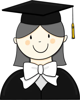 Charming Graduation Clipart of a Smiling Graduate with Classic Black Cap and Gown