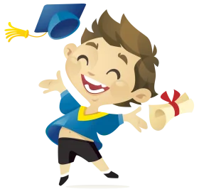 Cheerful Graduation Clipart: Joyful Student Celebrating Academic Achievement