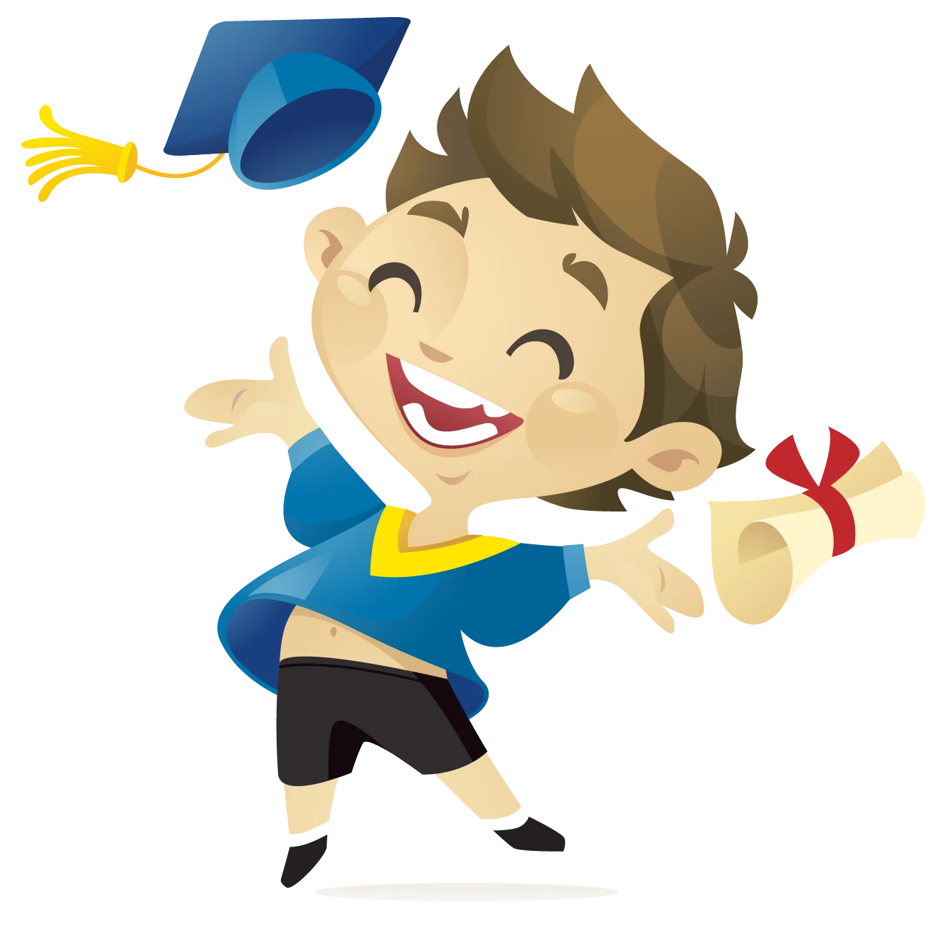 Cheerful Graduation Clipart: Joyful Student Celebrating Academic Achievement