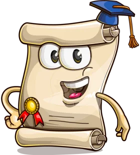 Cheerful Graduation Diploma Clipart Celebrating Academic Achievement with Playful Charm