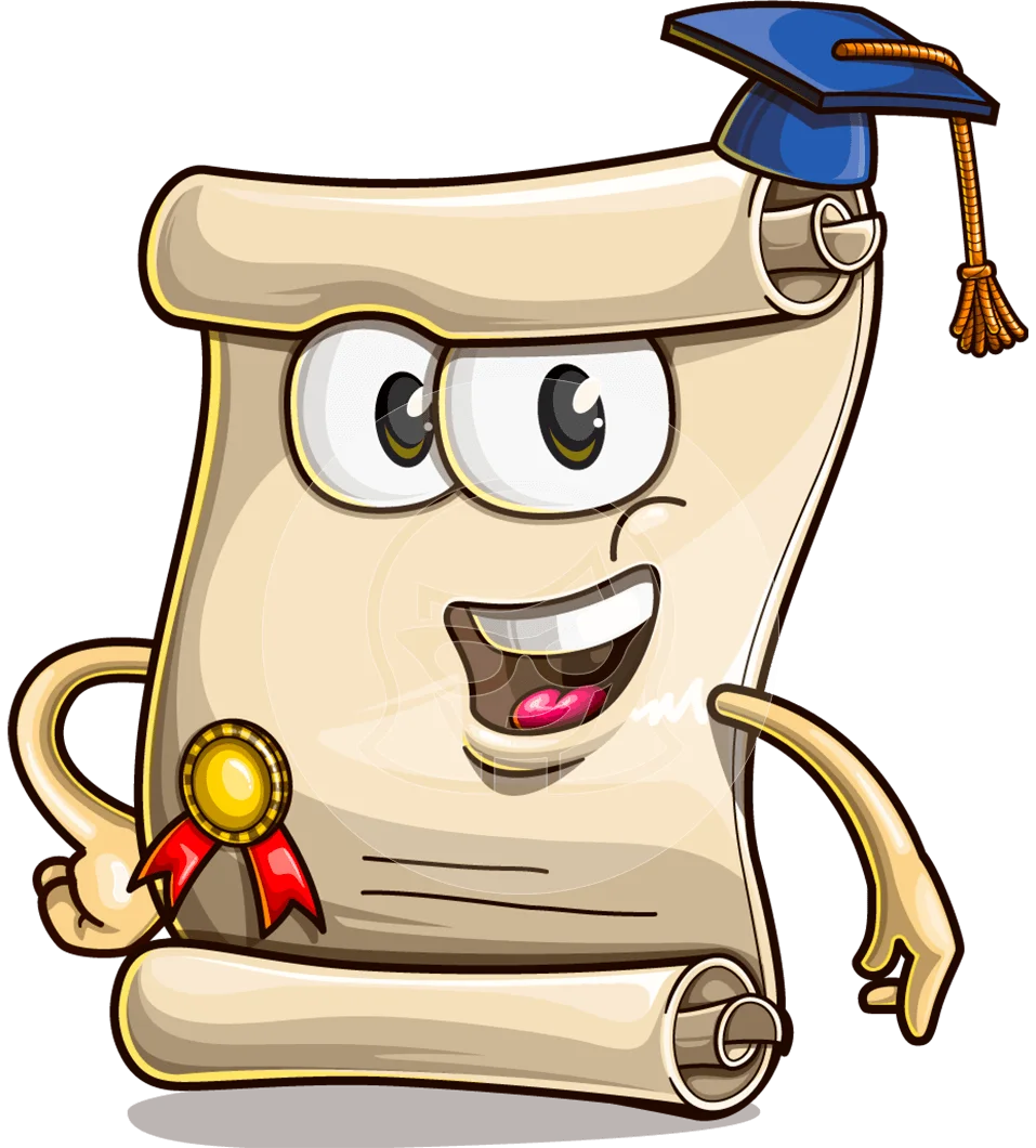 Cheerful Graduation Diploma Clipart Celebrating Academic Achievement with Playful Charm