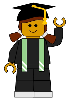 Cheerful LEGO-Style Graduate Clipart Illustration Celebrating Academic Achievement