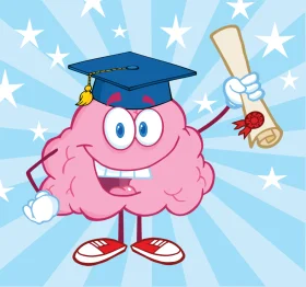 Cheerful Pink Brain Graduate Clipart Celebrating Academic Achievement