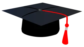 Classic Black Graduation Cap Clipart with Elegant Red Tassel Symbol of Academic Achievement