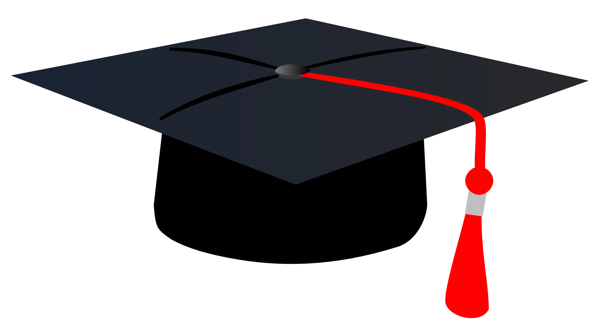 Classic Black Graduation Cap Clipart with Elegant Red Tassel Symbol of Academic Achievement