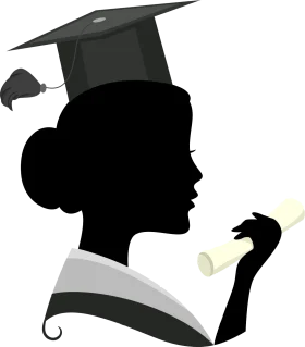 Elegant Monochromatic Graduate Silhouette Clipart Celebrating Academic Achievement