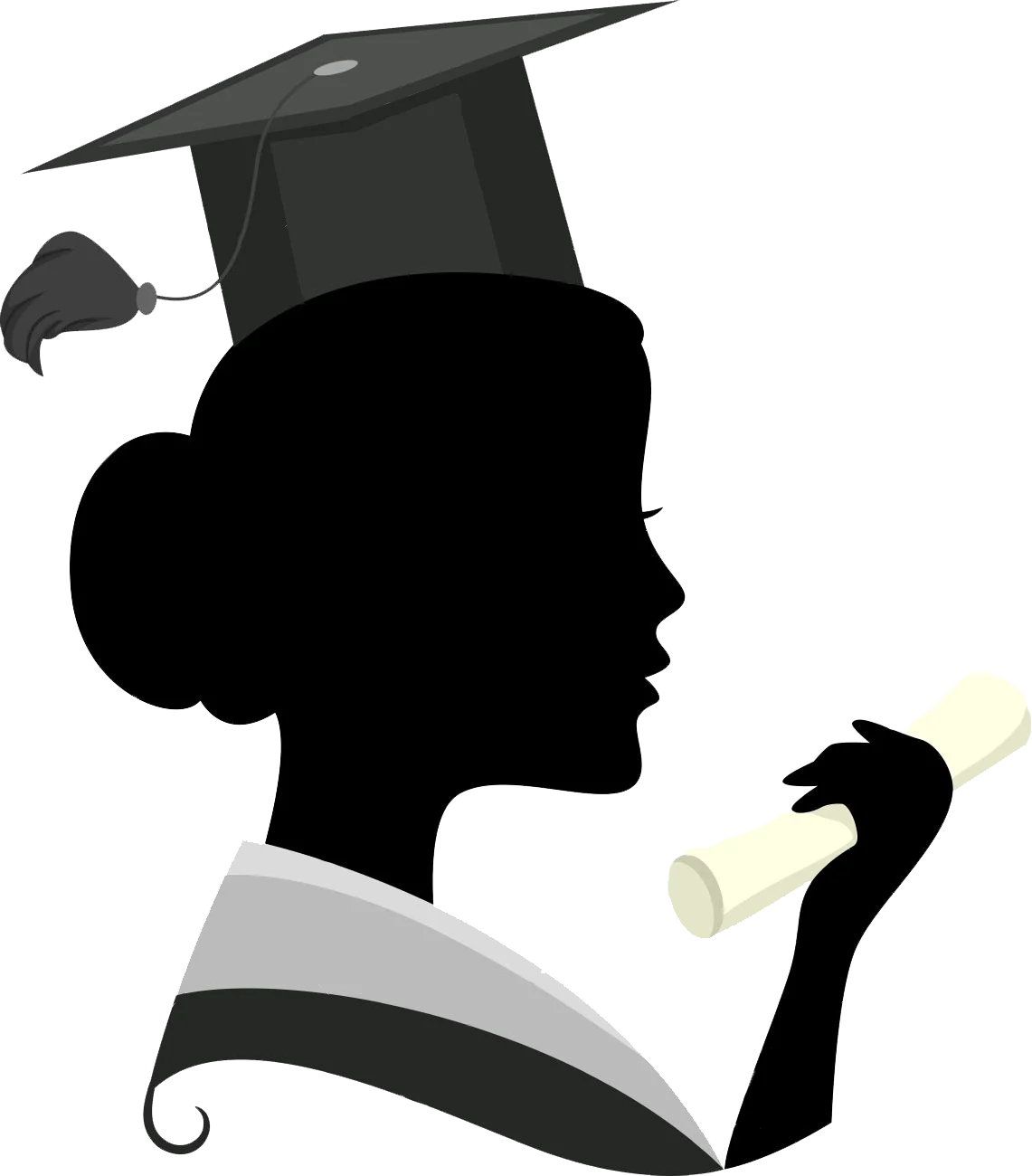 Elegant Monochromatic Graduate Silhouette Clipart Celebrating Academic Achievement