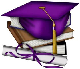 Elegant Purple Graduation Cap and Diploma Celebration Clipart Design