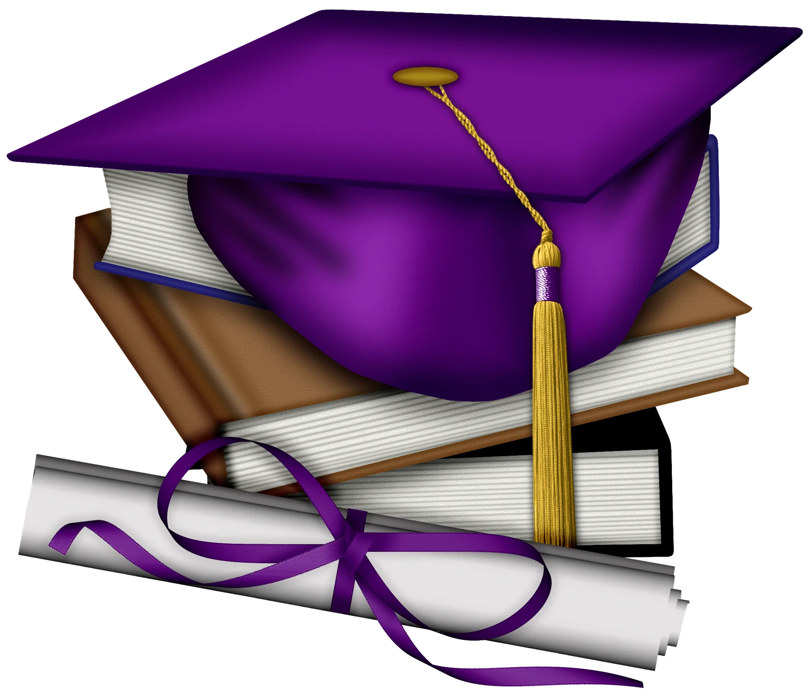 Elegant Purple Graduation Cap and Diploma Celebration Clipart Design