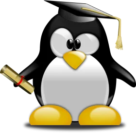 Linux Tux Penguin Graduation Clipart: Academic Achievement in Cartoon Style