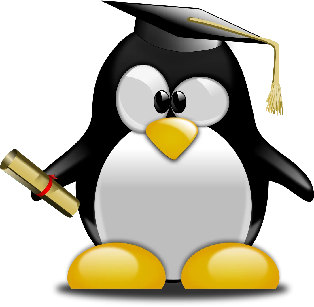 Linux Tux Penguin Graduation Clipart: Academic Achievement in Cartoon Style