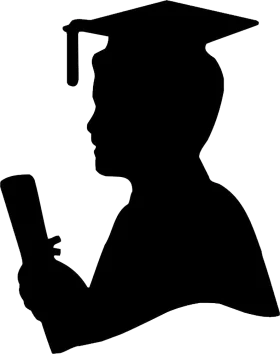 Silhouette of a Graduate Holding Diploma Clipart - Academic Achievement Symbol