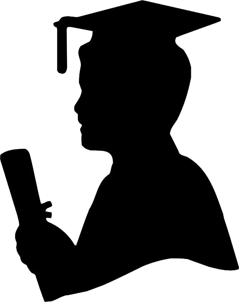 Silhouette of a Graduate Holding Diploma Clipart - Academic Achievement Symbol