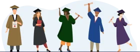 University Graduation Ceremony Clipart Showcasing Diverse Academic Achievement