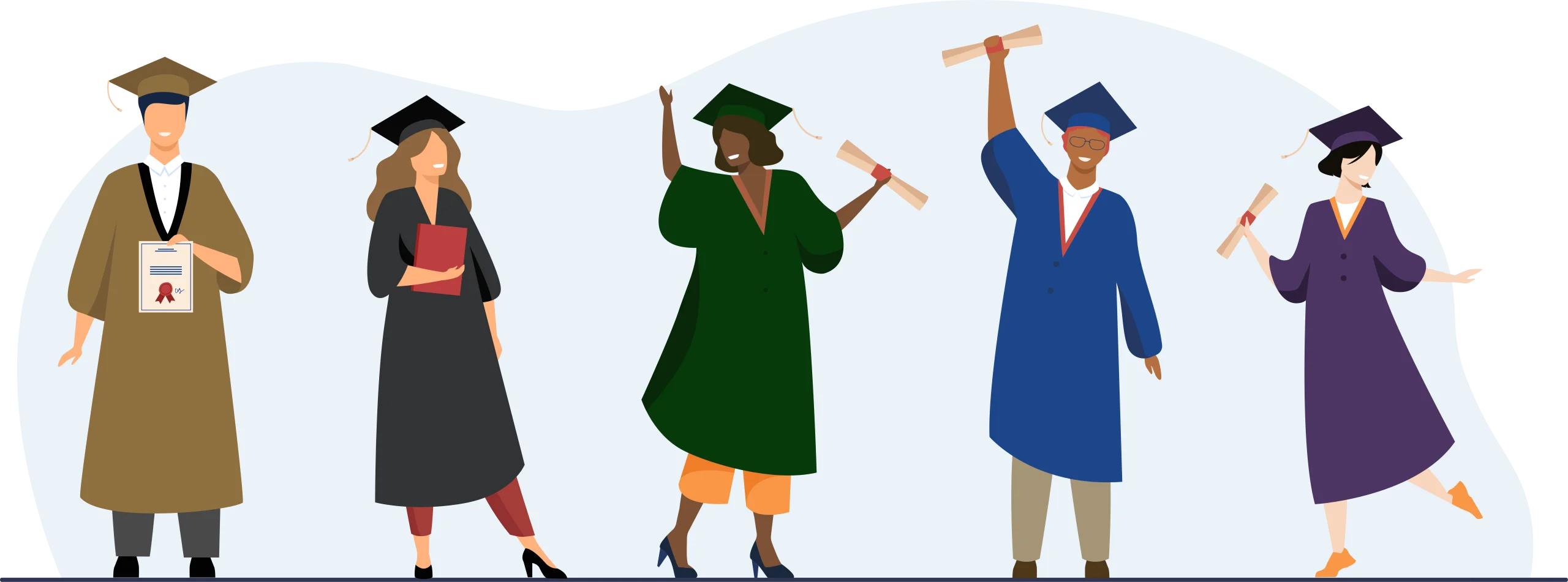 University Graduation Ceremony Clipart Showcasing Diverse Academic Achievement