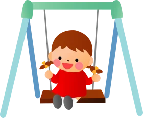Cheerful Playground Clipart of a Little Girl Enjoying a Swing Adventure