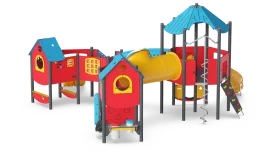 Colorful Children's Playground Clipart with Connected Modular Play Structures