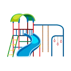 Colorful Children's Playground Clipart with Slide and Swings Design