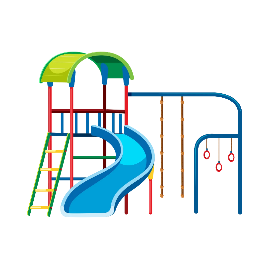 Colorful Children's Playground Clipart with Slide and Swings Design