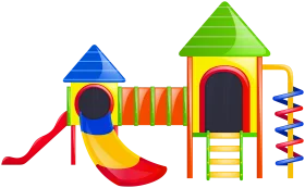 Colorful Children's Playground Equipment Clipart with Slides and Climbing Structures