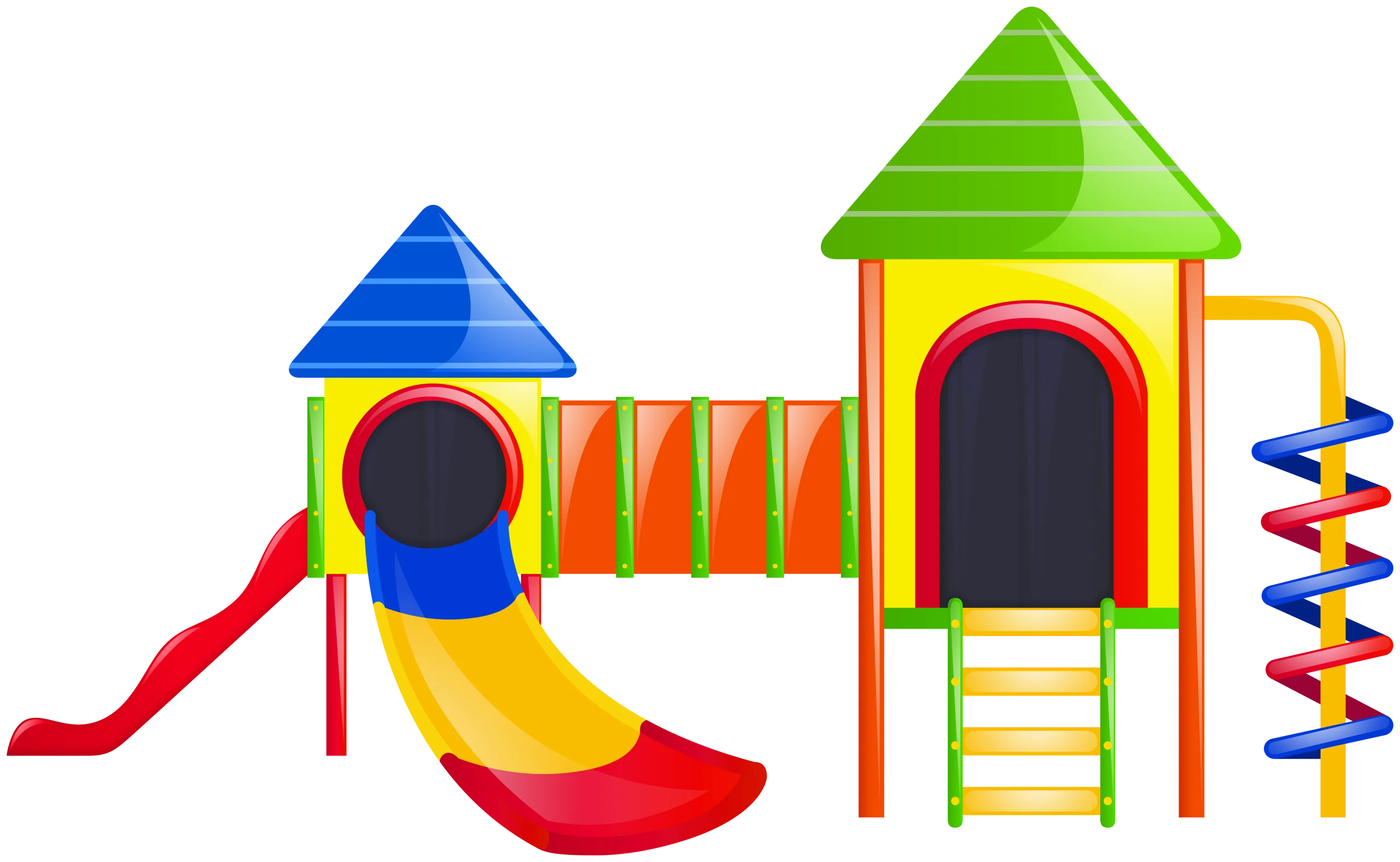 Colorful Children's Playground Equipment Clipart with Slides and Climbing Structures